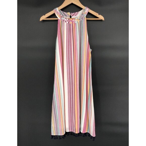 THML Dresses & Skirts - THML Women's Multicolor Striped Halter Dress M Tassels Party Summer Bohemian